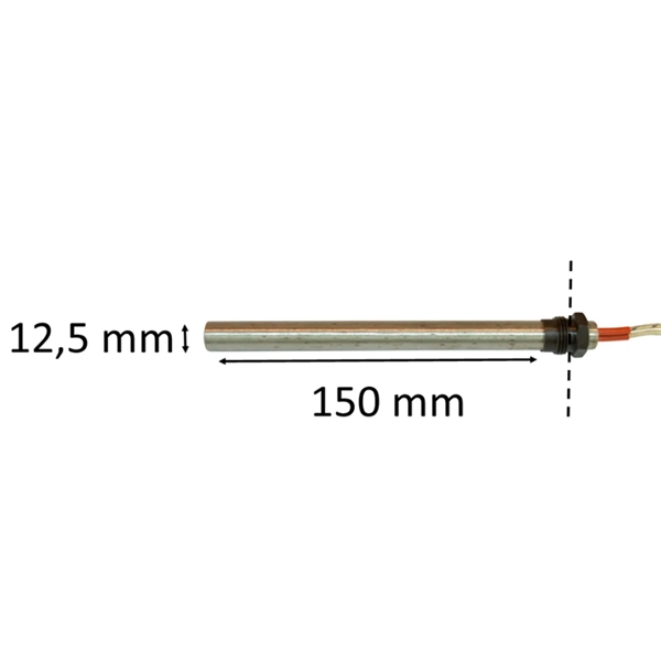 Igniter with thread for pellet stove: 12,5 mm x 150 mm x 350 Watt 3/8" gevind
